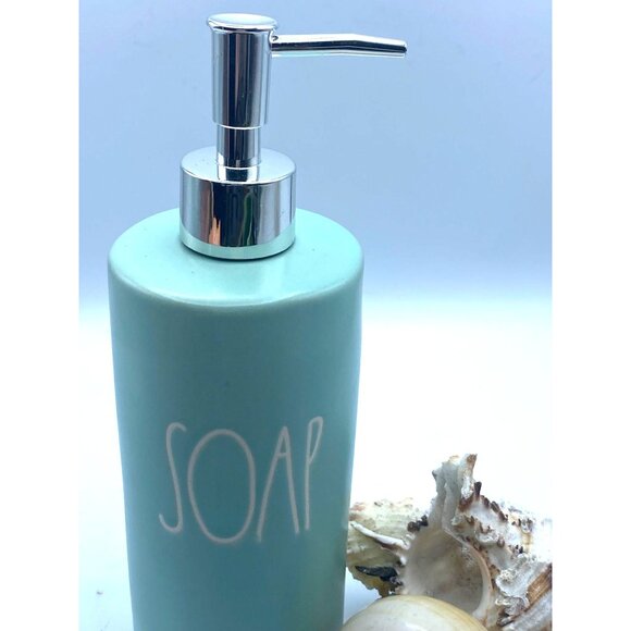 Rae Dunn Tiffany Blue Turquoise Soap Lotion Pump Dispenser Home Decor - Picture 4 of 5